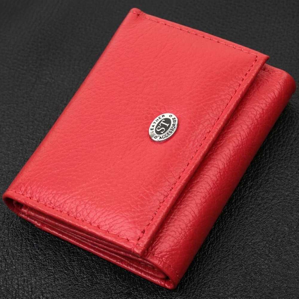 Компактное женское портмоне с монетницей из натуральной кожи ST Leather 22729 Красный Киев - изображение 11