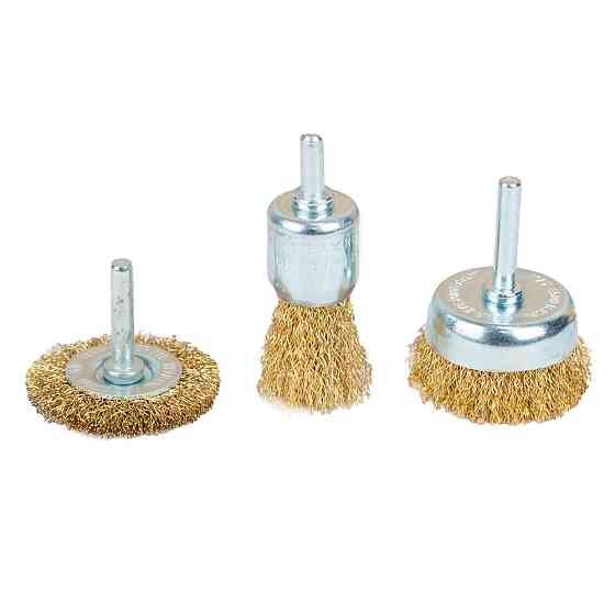 Набор щеток проволочных 3шт Ø25; 50; 50мм хвостовик Ø6мм (латунированные) SIGMA (9010011) Киев