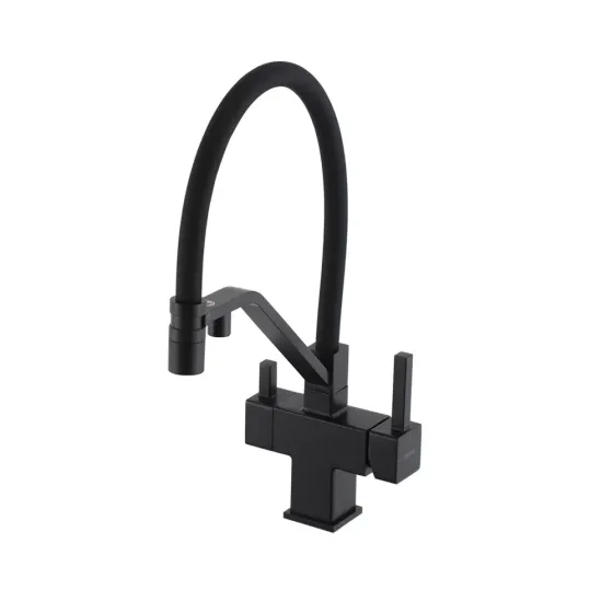 Змішувач для кухні з підключенням до фільтру GAPPO G4395-66 з гнучким виливом, чорний Київ