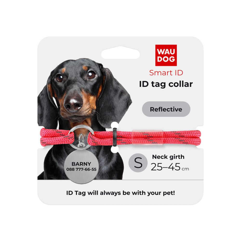 Шнурок для адресника з паракорду WAUDOG Smart ID, світловідбиваючий, розмір S, діаметр 4 мм, довжина 25-45 см рожевий Київ - фото 3