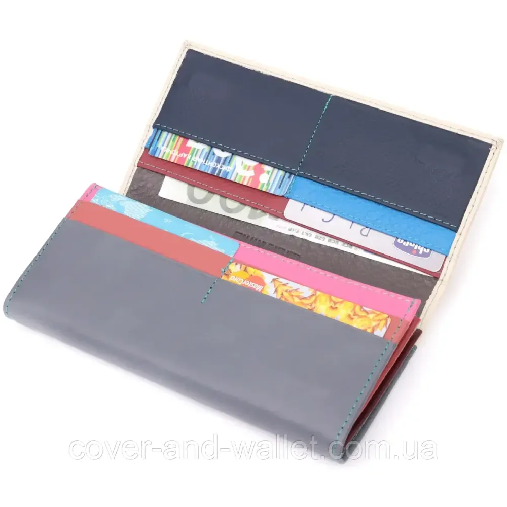 Классический женский кожаный кошелек белого цвета на магнитах ST Leather Киев - изображение 3