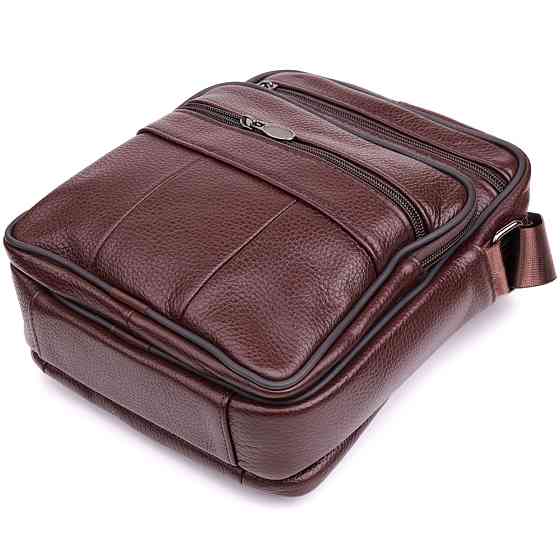 Зручна чоловіча сумка з натуральної шкіри 22858 Vintage Коричневий Київ