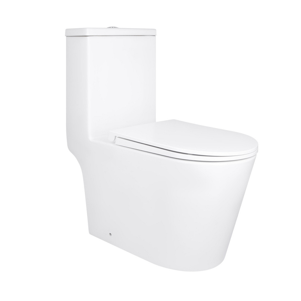 Унітаз-моноблок підлоговий Qtap Kolibri Ultra Quiet безобідковий із сидінням Soft-close WHITE QT10226380W Київ - фото 1