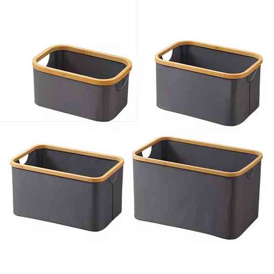 Комплект корзин для белья, складные, бамбуковые, с ручками, серые, тканевые Каменец-Подольский