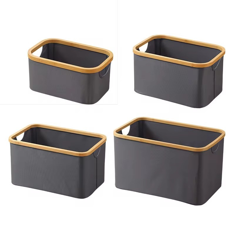 Комплект кошиків для білизни, складні, бамбукові, з ручками, сірі, тканинні Кам'янець-Подільський - фото 1