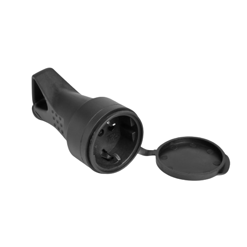 Розетка штепсельна IP44 із заземленням 16А з ручкою та кришкою чорна Standard Titanum Житомир