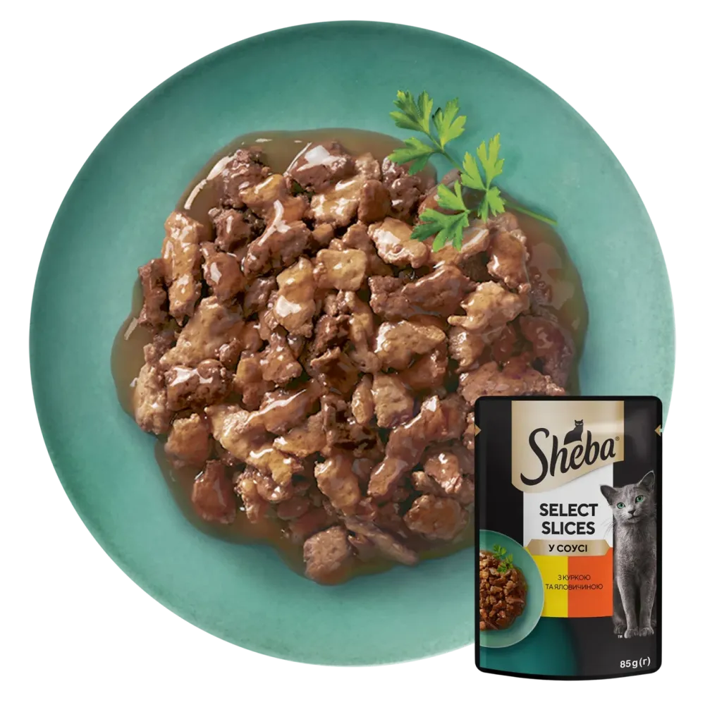 Вологий корм Sheba (Шеба) cig POU для дорослих котів з куркою та яловичиною в соусі 85 г (блок 28 шт) Вінниця - фото 3