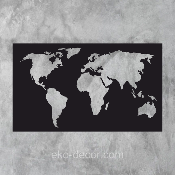 Декоративное настенное Панно «Карта», Декор на стену 110*64 см, Черный Киев