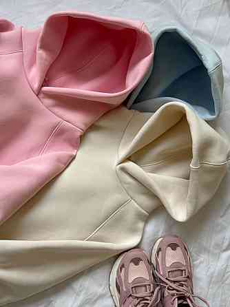 Жіноча тепла оверсайз худі з куліскою турецька тринитка пеньє бавовна Кремовий Одеса