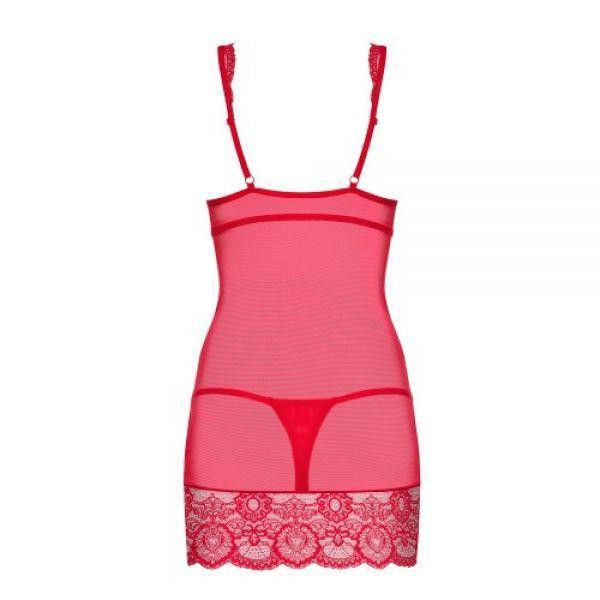 Спокуслива сорочка Obsessive 853-CHE-3 chemise thong red S/M Sex Aura Київ - фото 3