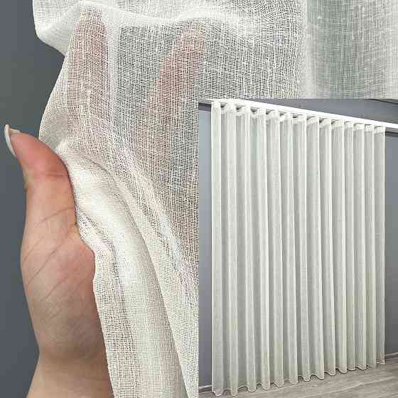 Тюль VR-Textil 2041т Лен Шлифованный однотонный с отблеском Молочный 400х270 см (42-1159) Киев