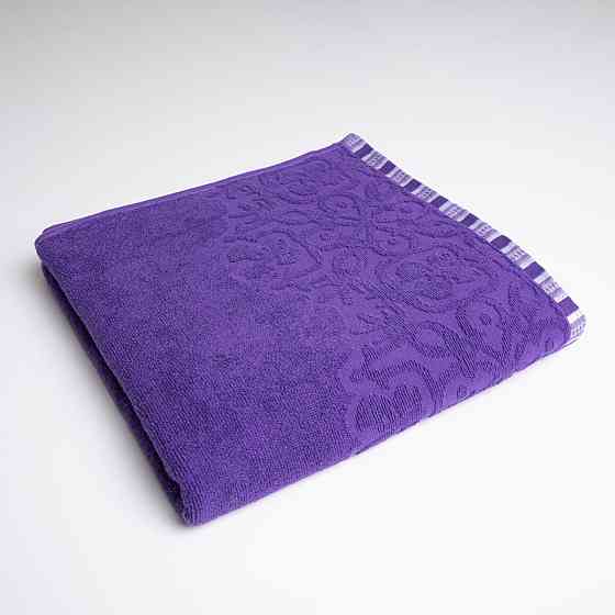Полотенце махровое для душа с орнаментом GM Textile 70х140см 400г/м2 (Фиолетовый) Сумы