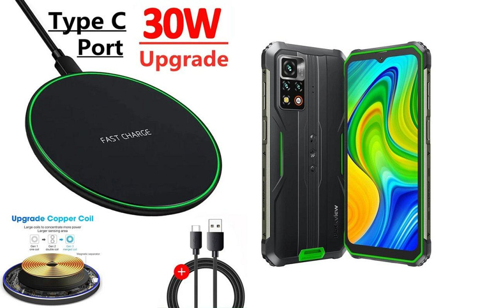 Бездротовий зарядний пристрій Copper до 30W для Blackview BV9800 Pro, USB-C, LED Київ - фото 1
