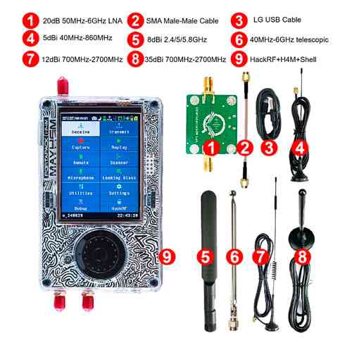 SDR радіостанція з 5 антенами 1МГц 6ГГц HackRF One Portapack H4 Mayhem Вінниця
