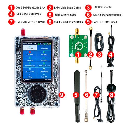 SDR радіостанція з 5 антенами 1МГц 6ГГц HackRF One Portapack H4 Mayhem Вінниця - фото 6