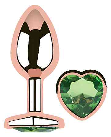 Анальна пробка з кристалом EGZO - Rose Gold Heart Plug Green size S Sex Aura Київ