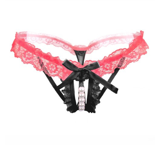 Трусики з бусами та розрізом, рожевий + чорний розмір універсальний (на резинці), 15% нейлон, 85% поліестер Київ - фото 1