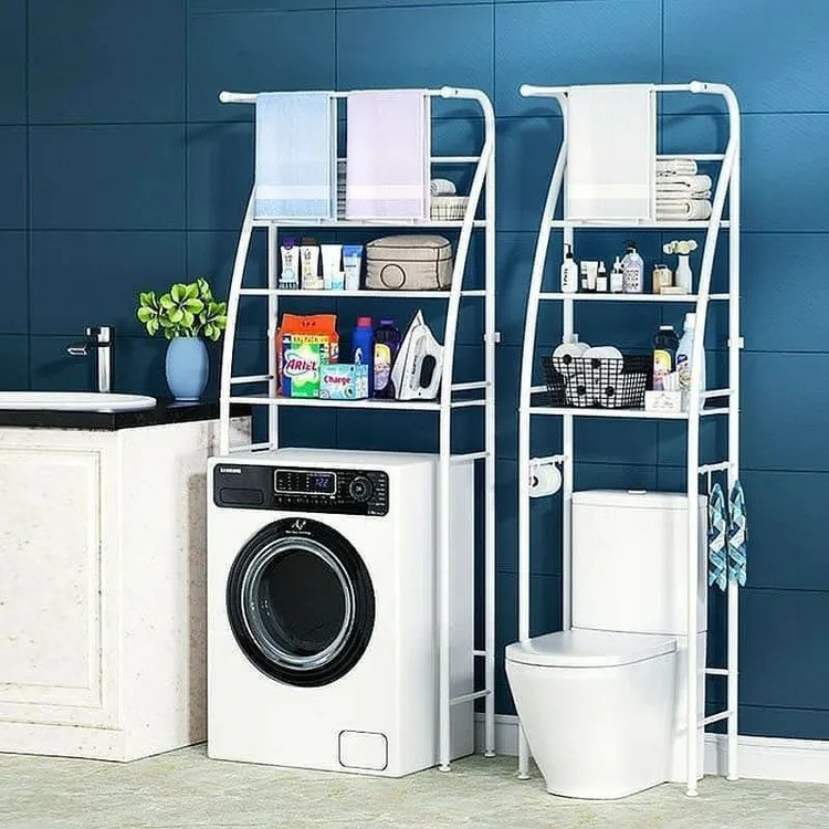 Полка для ванной комнаты над стиральной или сушильной машиной, складная, белая полка 65х25х175 см Каменец-Подольский - изображение 4