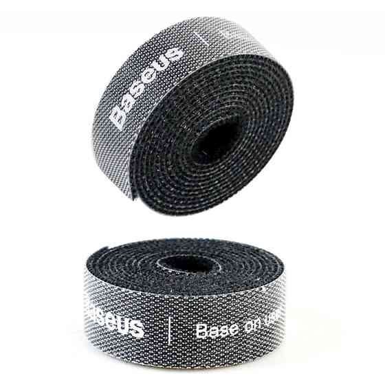 Стяжки для кабелей Baseus Colourful Circle Velcro strap 1m ACMGT-E01 (Черный 1шт, 1м) Николаев
