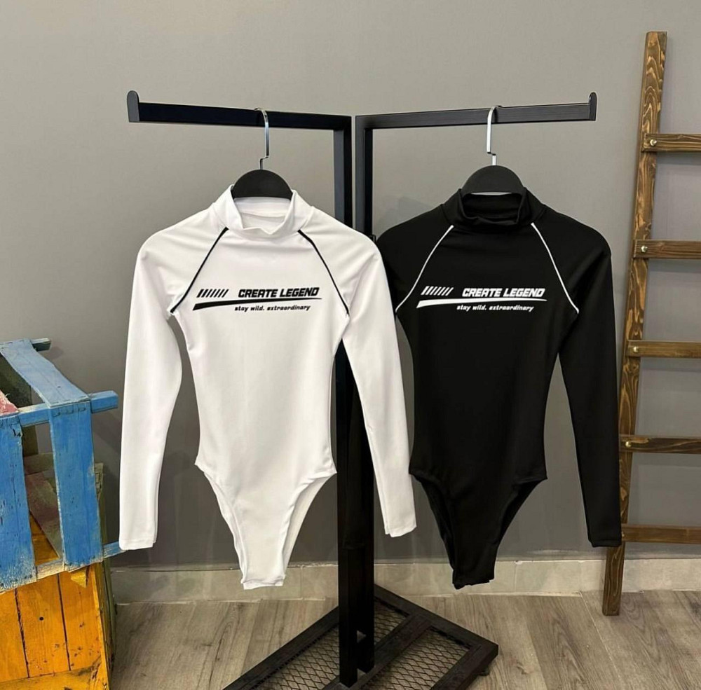 Женский базовый боди со стойкой под горло микродайвинг Белый, 42/44 Одесса - изображение 3