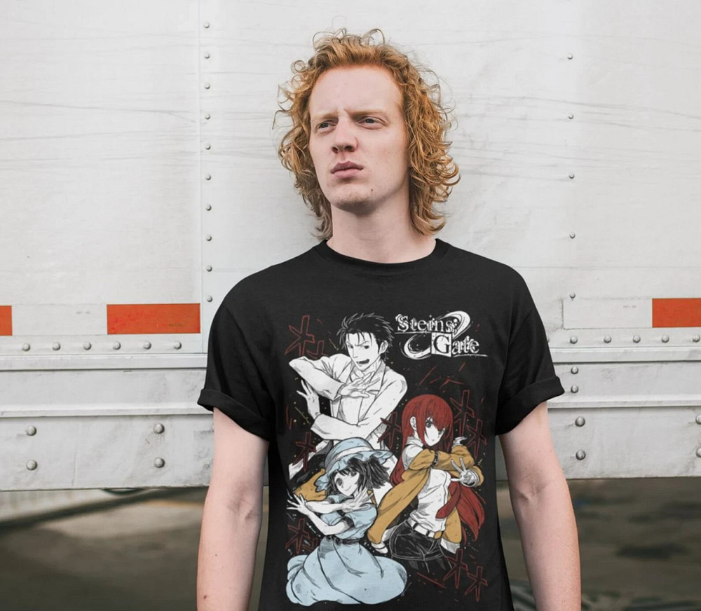 Футболка з аніме принтом Стеінс Гате Курісу Макісе оверсайз (S/M/L) Чорний AnimeJ0346 Дніпро - фото 1