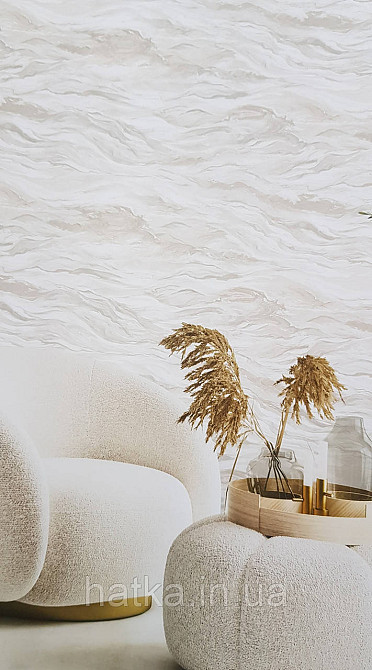 Шпалери вінілові на флізеліні AdaWall Omega1.06х10 абстракція хвиля зрізу каменю бежеві пісочні срібло 23207-1 Київ - фото 1
