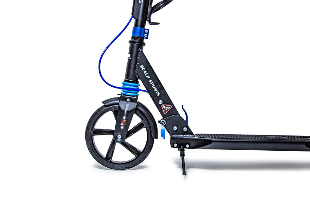 Дитячий самокат Scale Sports SS-25 + ліхтарик + дзвіночок + ремінь. Дискове гальмо. Колір чорно-синій Одеса - фото 5