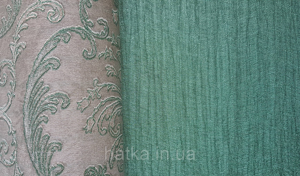 Шпалери вінілові на флізеліні AdaWall Seyyah 1.06х10 однотонні хвилясті смуги структурні смарагдові зелені Київ - фото 3