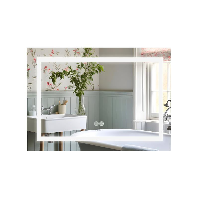 Зеркало прямоугольное для ванной Lidz Kubis 800х600 с LED-подсветкой Touch, с антизапотеванием, LD78LF9047400 Харьков - изображение 1