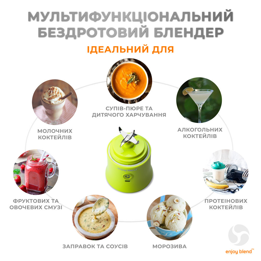 Портативный блендер ENJOY BLEND 63710440 лайм (салатовый) Киев - изображение 3