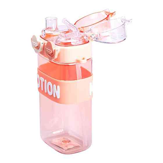 Пляшка для води з трубочкою 550 мл спортивна пластикова пляшка для тренувань Рожева HP-14-49P Київ