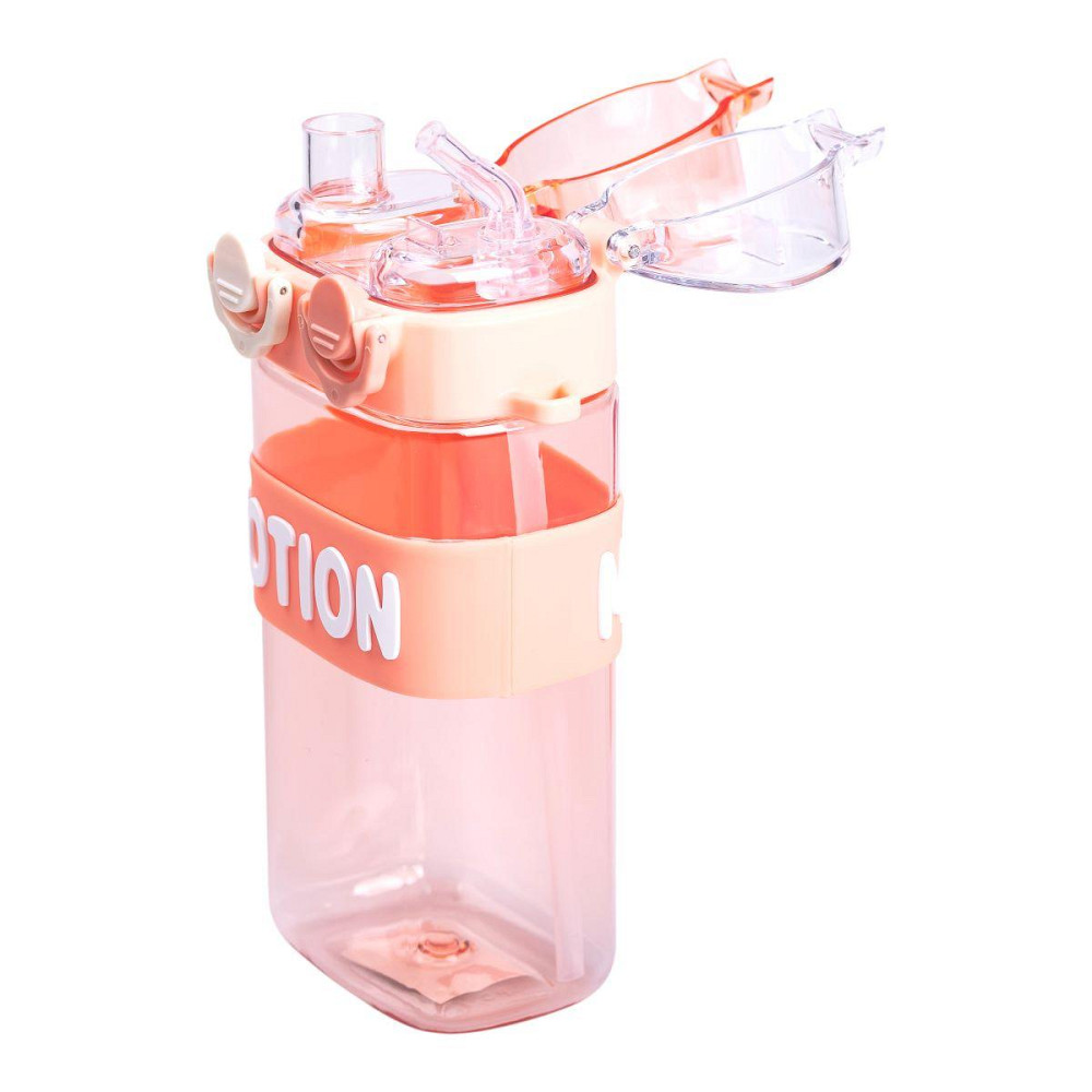 Пляшка для води з трубочкою 550 мл спортивна пластикова пляшка для тренувань Рожева HP-14-49P Київ - фото 4
