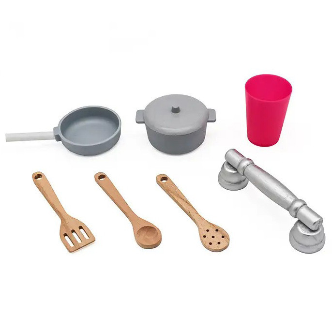 Дитяча інтерактивна ігрова дерев'яна кухня AVKO Ліана з посудом для дітей звукові та світлові ефекти Київ - фото 5