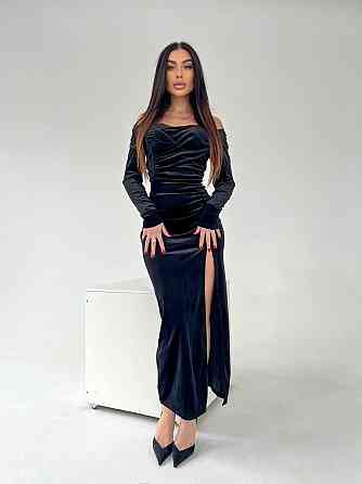 Жіноча елегантна святкова максі сукня з оксамиту Одеса