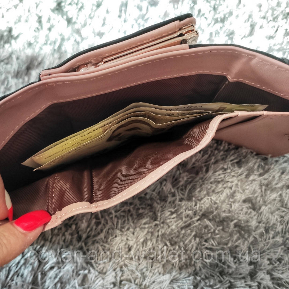 Компактный женский кошелек черного цвета с монетницей PC 623 Киев - изображение 5