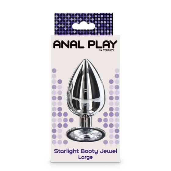 Анальная пробка металлическая Toy Joy Starlight Booty Jewel с белым кристаллом, Large Sex Aura Киев