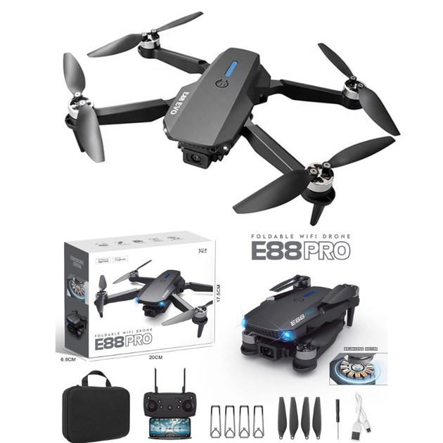 Квадрокоптер E88 міні дрон з HD камерою FPV до 20 хв польоту 2 АКБ та КЕЙС GU-34 Львів - фото 3