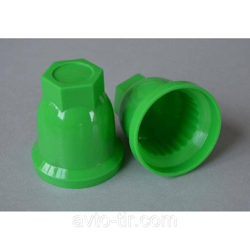Ковпачок пластиковий на гайку колеса 32мм зелений високий Луцк - изображение 1
