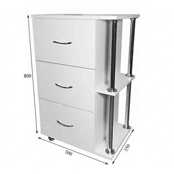 Тумба косметологічна на 3 шухляди UK-06 (металеві колеса) Київ