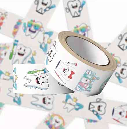 Стикеры зубчики – рулон 500 шт, милые наклейки для декора Киев