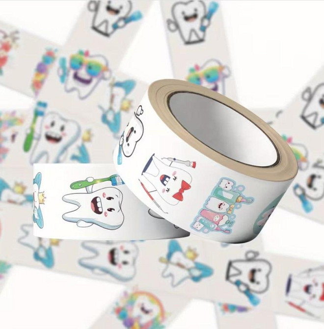 Стикеры зубчики – рулон 500 шт, милые наклейки для декора Киев - изображение 4