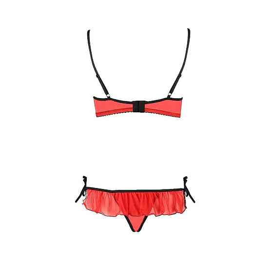 Комплект білизни Passion Exclusive CHERRY SET OpenBra S/M, red, відкритий ліф, трусики-спідничка Sex Aura Київ