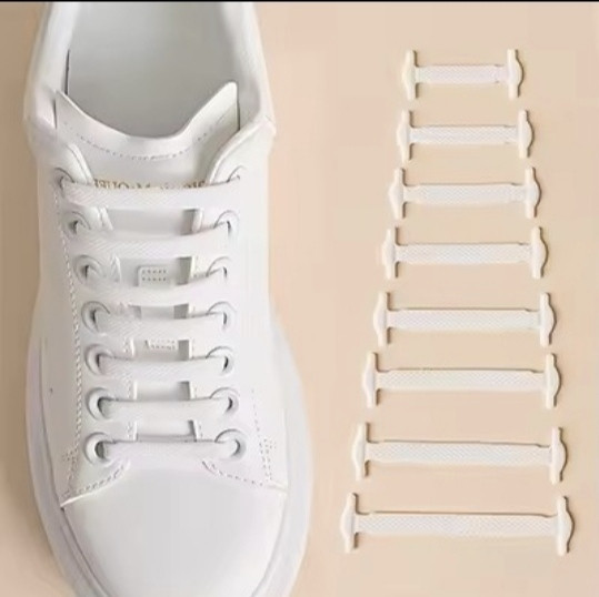 Шнурки силіконові ліниві 16 шт Білий Сміла - фото 1