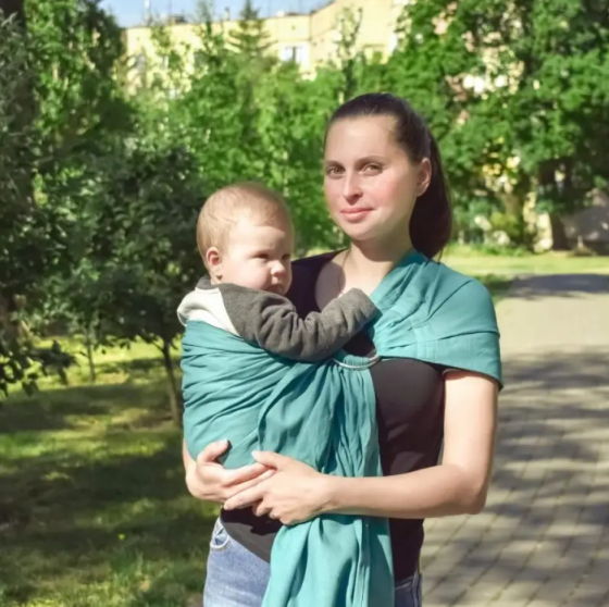 Слінг з кільцями для новонароджених малюків з народження до 36 місяців Coolbabka Зелений Кривий Ріг