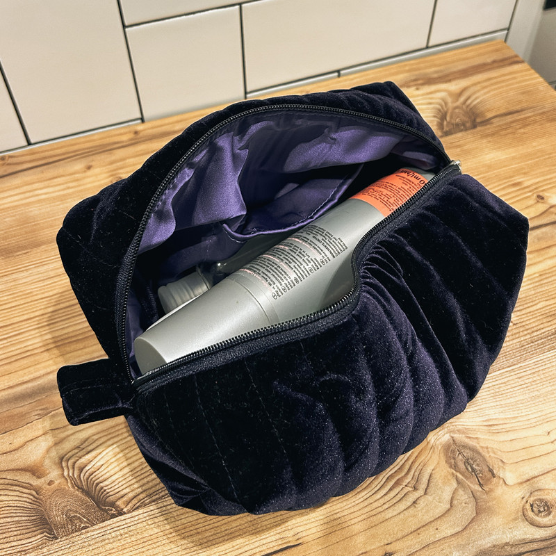 Большая женская бархатная косметичка 24x13x13 см (Синий) Сумы - изображение 3