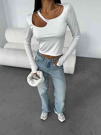 Жіночий стильний топ із вирізом мікродайвінг Молочний, 44/46 Одеса