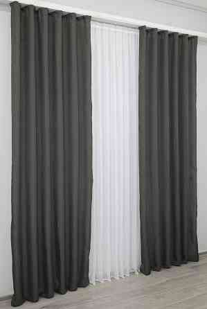 Комплект готових штор VR-Textil Льон Льон Мішковина № 1234ш Сірий 150х270 см 2 шт (33-0071) Київ