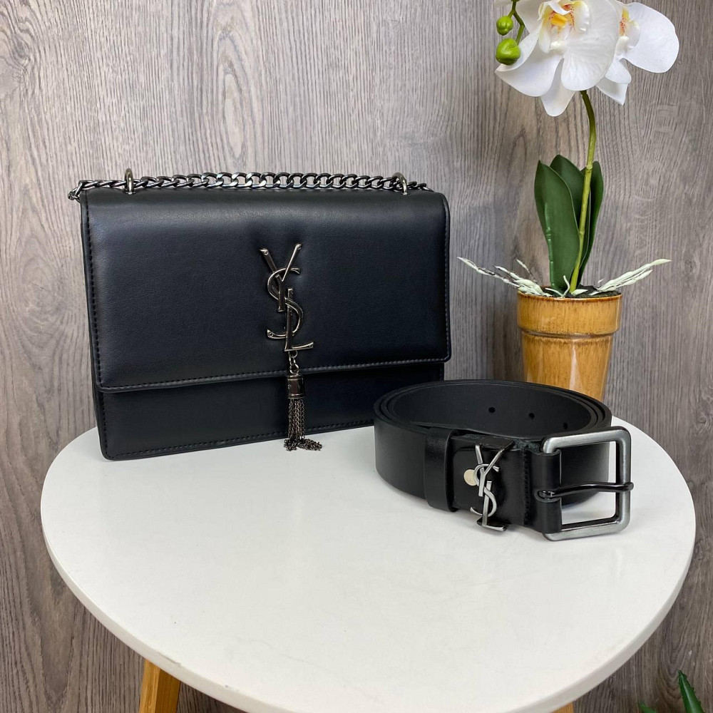 Набір жіноча міні сумочка клатч YSL сумка з ланцюжком + жіночий пояс поясний ремінь ( 21789 ) Харьков - изображение 1
