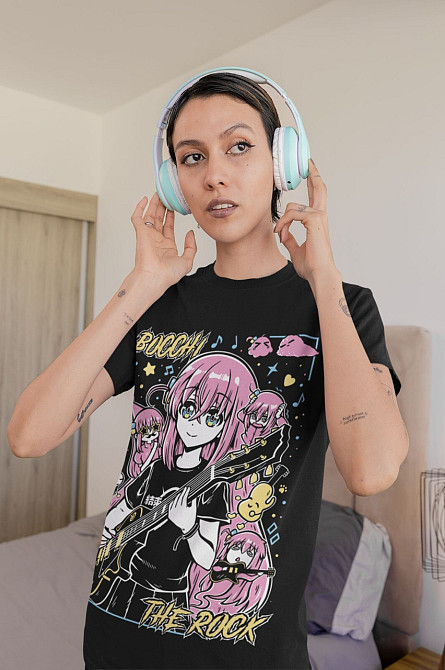 Футболка аниме Хитори Готоу Боккхи Рокк оверсайз (S/M/L) Черний AnimeJ0988 Днепр - изображение 2