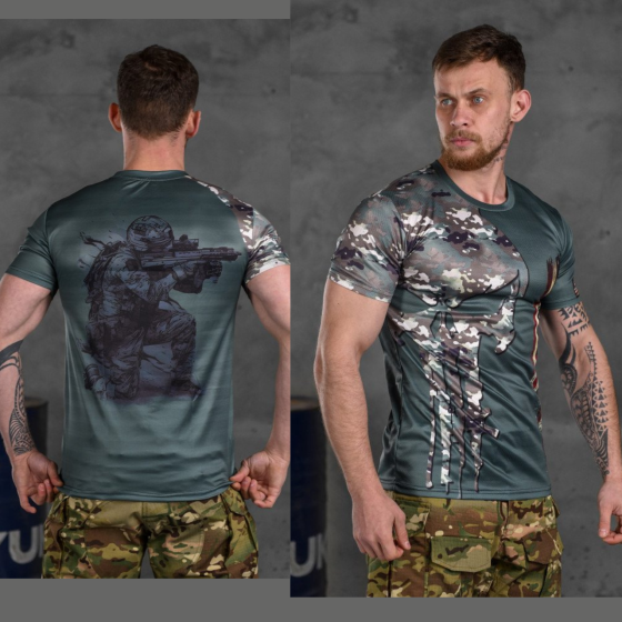 Футболка Військова Тактична Потовідвідна Армійська Чорна Punisher coolmax USA Одеса